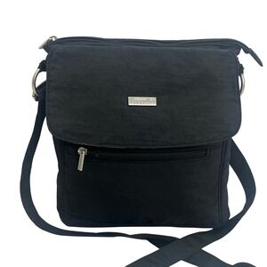 Baggalini Town Bagg Black Adjustable Strap Crossbody Nylon Travel Bag Purse